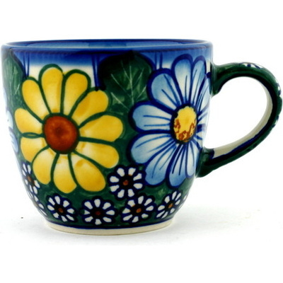 Polish Pottery Cup 7 oz Sunshine Fields UNIKAT