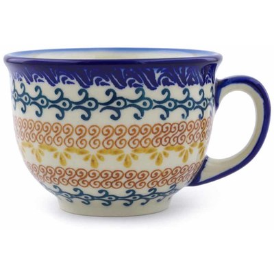 Polish Pottery Cup 8 oz Autumn Swirls