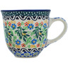 Polish Pottery Cup 8 oz Black Heart Garden UNIKAT