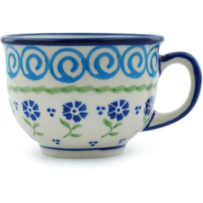 Polish Pottery Cup 8 oz Blue Bursts
