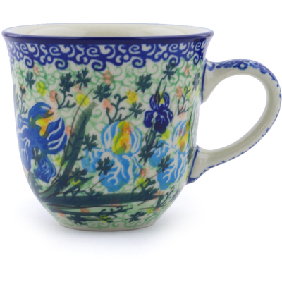 Polish Pottery Cup 8 oz Blue Iris Delight UNIKAT