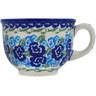 Polish Pottery Cup 8 oz Blue Kiss Blooms