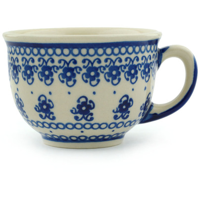 Polish Pottery Cup 8 oz Blue Pattern