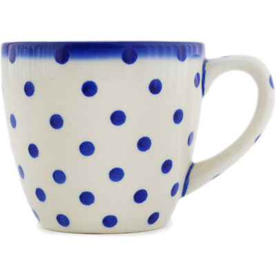 Polish Pottery Cup 8 oz Blue Polka Dot