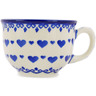 Polish Pottery Cup 8 oz Blue Valentine Hearts