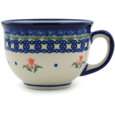 Polish Pottery Cup 8 oz Cocentric Tulips