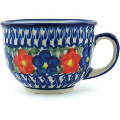 Polish Pottery Cup 8 oz Floral Burst