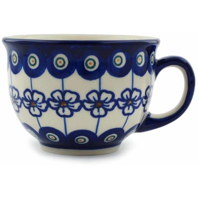 Polish Pottery Cup 8 oz Flowering Peacock