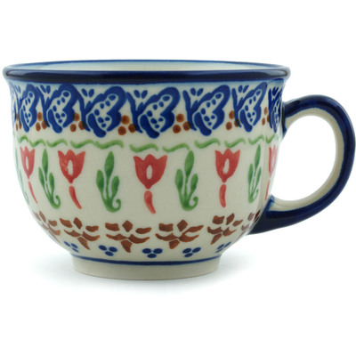 Polish Pottery Cup 8 oz Fluttering Tulips