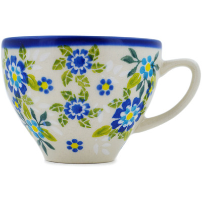 Polish Pottery Cup 8 oz Forget-me-not Field