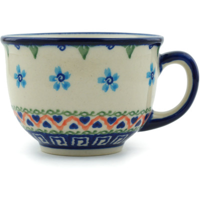 Polish Pottery Cup 8 oz Little Blue Flowers