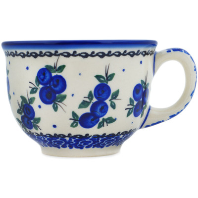 Polish Pottery Cup 8 oz Lovely Blueberries