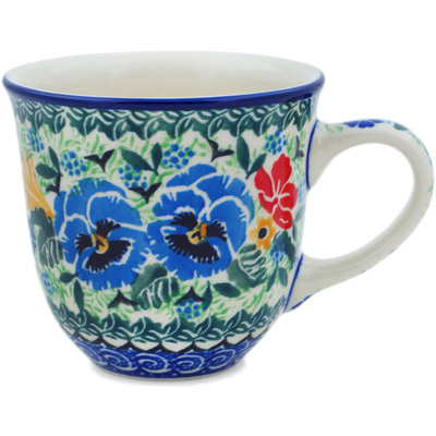 Polish Pottery Cup 8 oz Pansy Twins UNIKAT