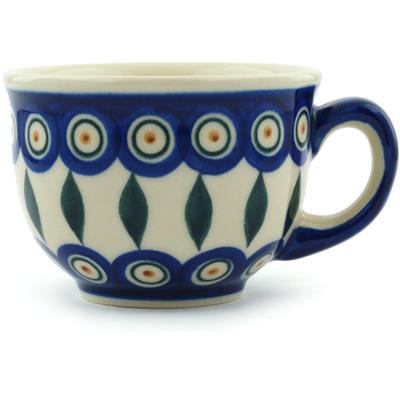 Polish Pottery Cup 8 oz Peacock