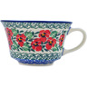 Polish Pottery Cup 8 oz Red Pansy