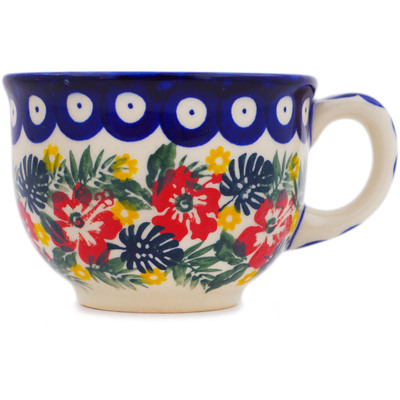 Polish Pottery Cup 8 oz Tropical Peacock UNIKAT