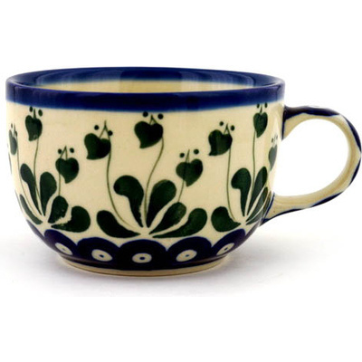 Polish Pottery Cup 9 oz Bleeding Heart Peacock