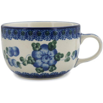 Polish Pottery Cup 9 oz Blue Poppies