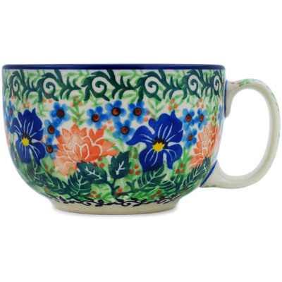 Polish Pottery Cup 9 oz Midnight Iris UNIKAT