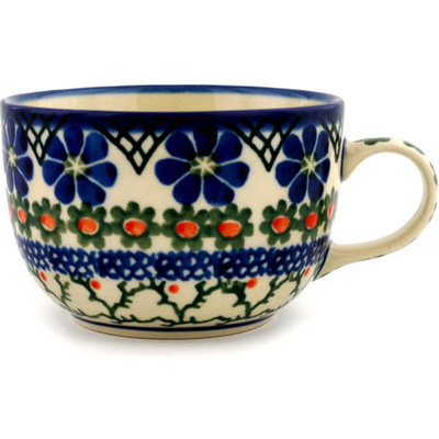 Polish Pottery Cup 9 oz Primrose Trellis