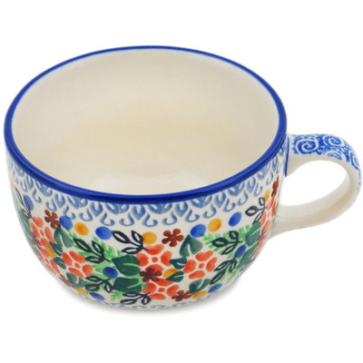 Polish Pottery Cup 9 oz Springtime Wreath UNIKAT