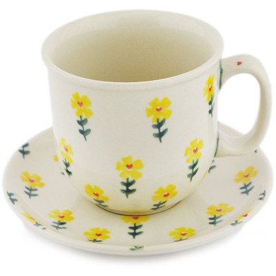 Polish Pottery Cup with Saucer 0oz