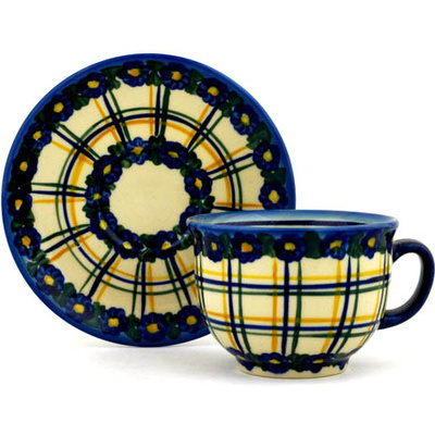 Polish Pottery Cup with Saucer 0oz