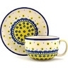 Polish Pottery Cup with Saucer 13 oz Sunshine