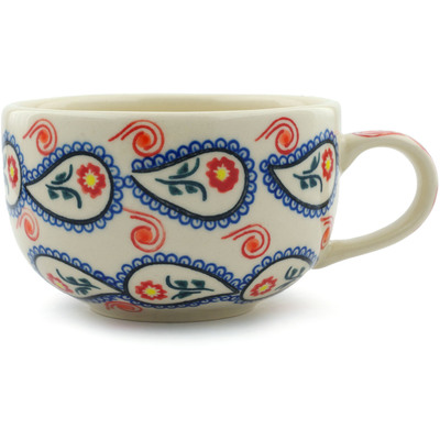 Polish Pottery Cup with Saucer 17 oz