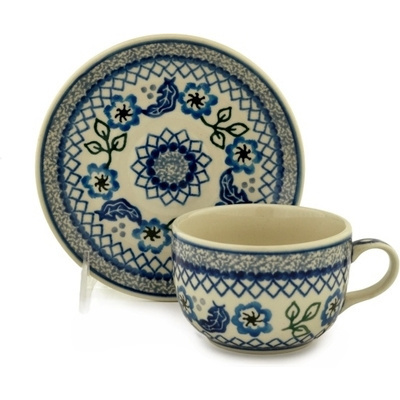 Polish Pottery Cup with Saucer 7 oz