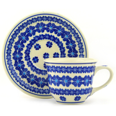 Polish Pottery Cup with Saucer 7 oz