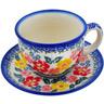 Polish Pottery Cup with Saucer 7 oz Hibiscus Haven