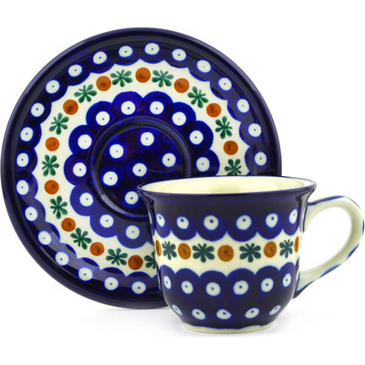 Polish Pottery Cup with Saucer 7 oz Mosquito