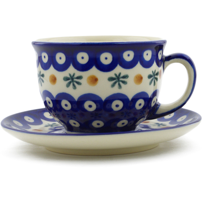 Polish Pottery Cup with Saucer 7 oz Mosquito