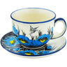 Polish Pottery Cup with Saucer 7 oz Mystical Meadow