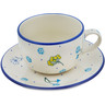 Polish Pottery Cup with Saucer 9 oz Caught In The Wind