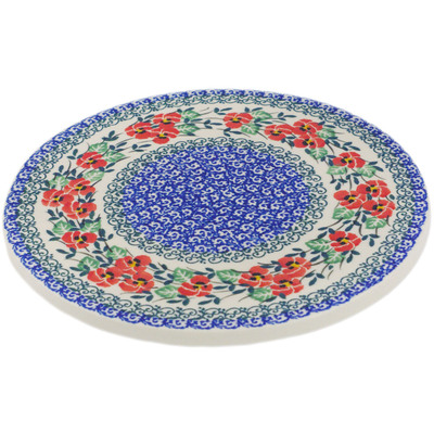 Polish Pottery Cutting Board 0&quot; Red Pansy