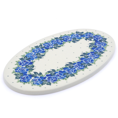 Polish Pottery Cutting Board 10&quot; Blue Rose