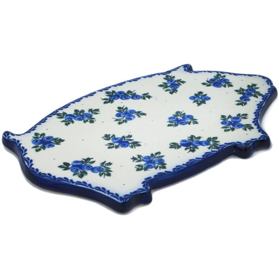Polish Pottery Cutting Board 11&quot; Blue Berry Special UNIKAT