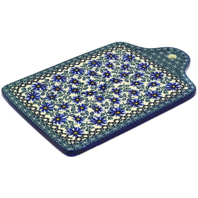 Polish Pottery Cutting Board 11&quot; Blue Chicory