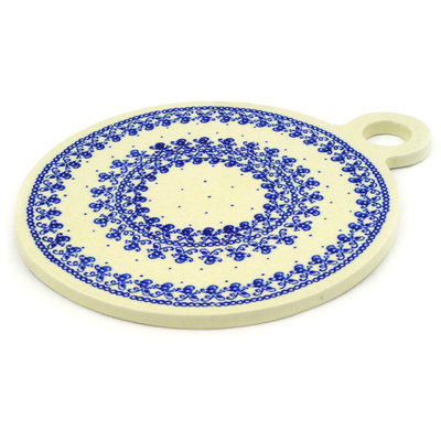 Polish Pottery Cutting Board 11&quot; Blue Lace Vines