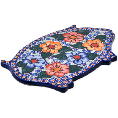 Polish Pottery Cutting Board 11&quot; Bold Pansy UNIKAT