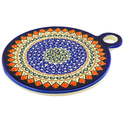 Polish Pottery Cutting Board 11&quot; Coral Diamonds UNIKAT