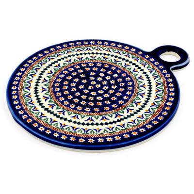 Polish Pottery Cutting Board 11&quot; Floral Peacock UNIKAT
