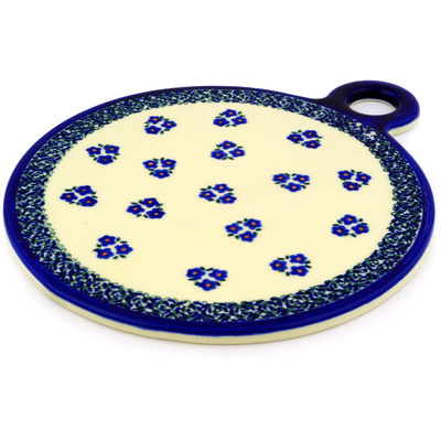 Polish Pottery Cutting Board 11&quot; Forget Me Not Dots