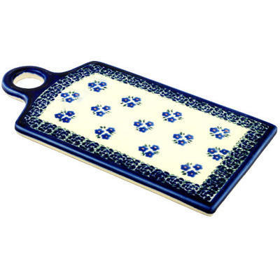 Polish Pottery Cutting Board 11&quot; Forget Me Not Dots