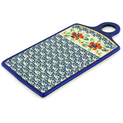 Polish Pottery Cutting Board 11&quot; Nightingale Flower