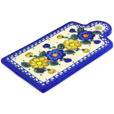 Polish Pottery Cutting Board 11&quot; Pansy Circle UNIKAT