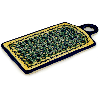 Polish Pottery Cutting Board 11&quot; Peacock Bumble Bee