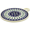 Polish Pottery Cutting Board 11&quot; Peacock Leaves